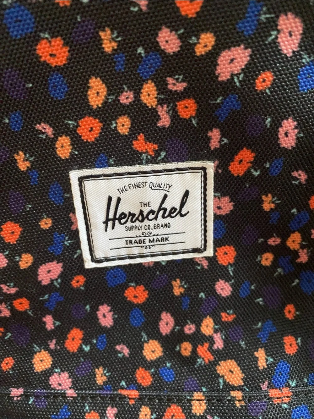 Herschel Floral Backpack in Black w/Orange & Blue Laptop School Travel